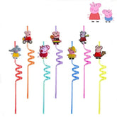 10pcs/set Anime Character Peppa Pig Straws